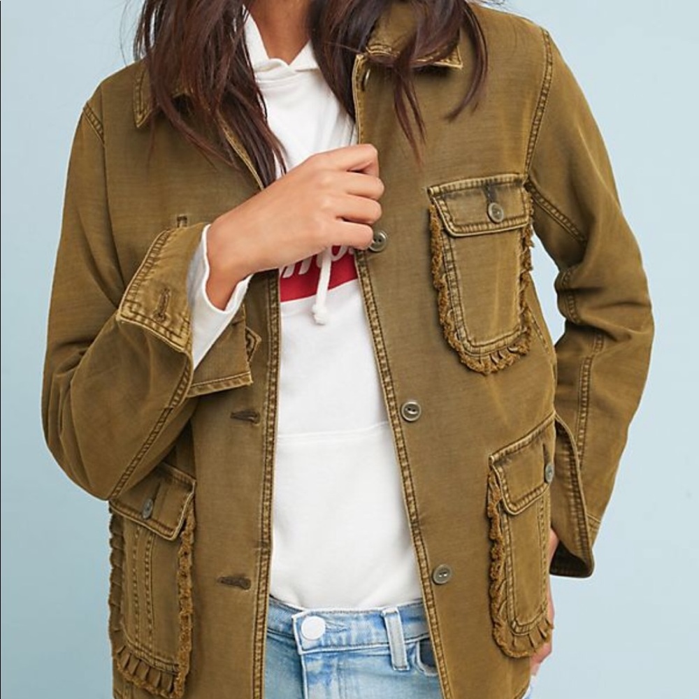 Anthropologie Ruffled Utility Jacket